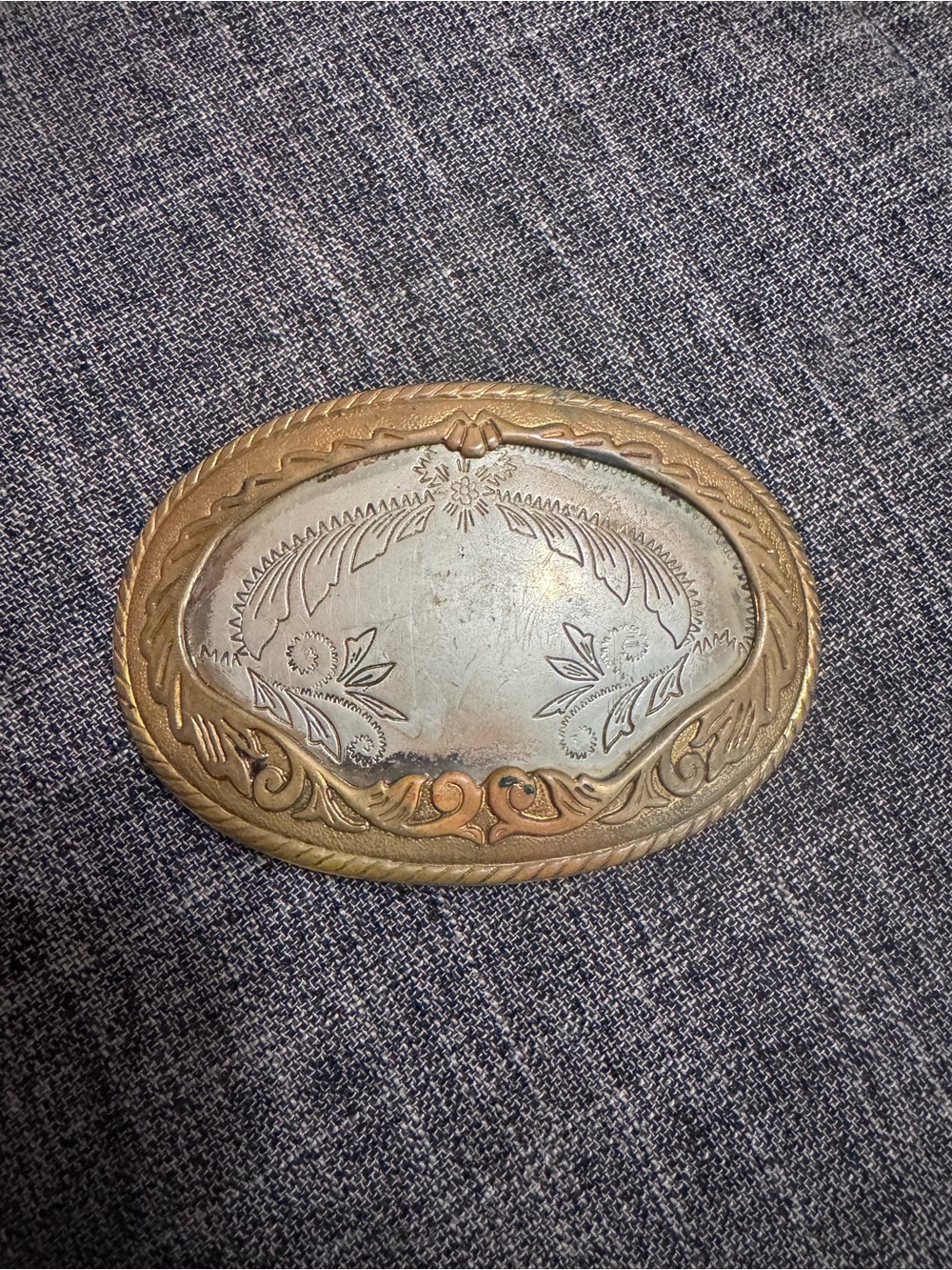 Vintage Nickel Silver Western Belt Buckle Aged Patina
